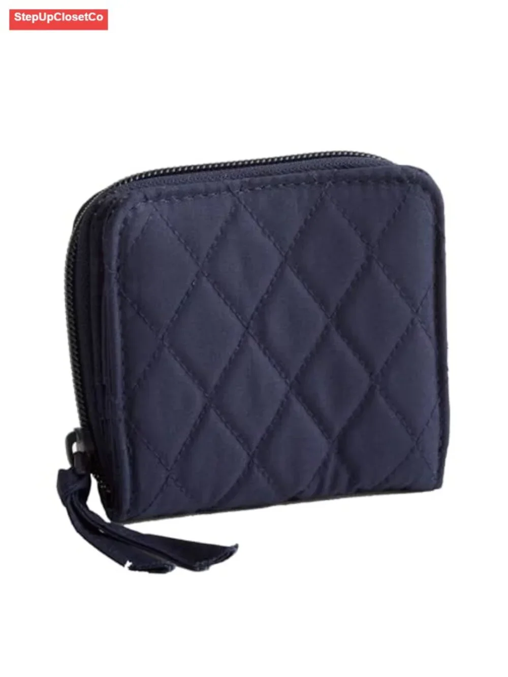 Premium Cotton Small Zip-Around Wallet - Quilted, 8 Card Slots
